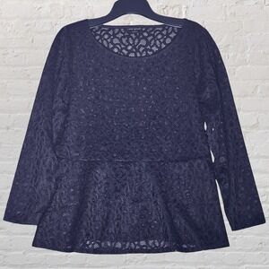 Lane Bryant Black Sheer Lace Peplum Blouse Size 22 3X Witchy Fairy Whimigoth Y2K